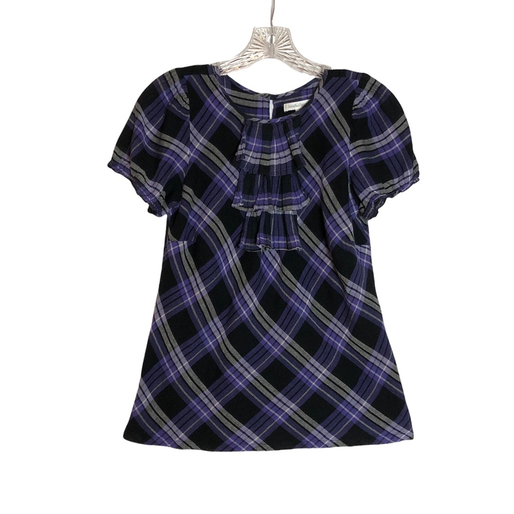 John Paul Richard Purple Plaid Top with Bow